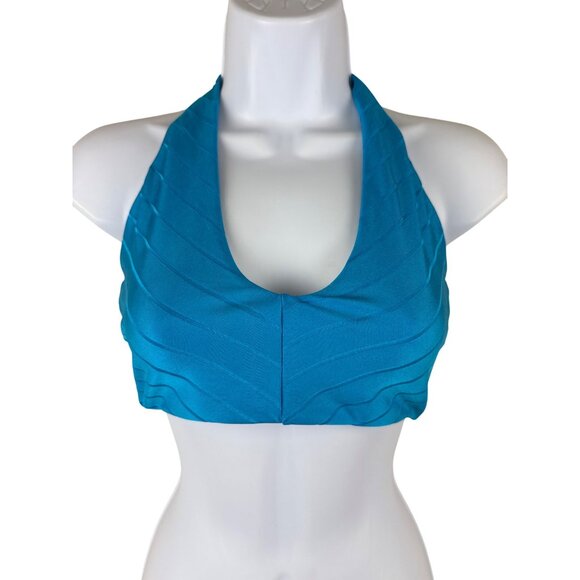 Beach Bunny Women's Swim Top Blue Halter Tie Bikini Medium NWOT NEW - Picture 1 of 5